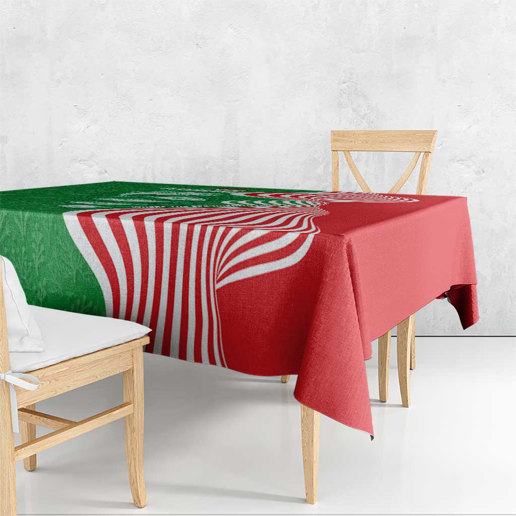 Germany Heligoland Tablecloth with Fish Illustration and Red Green Wave - Wonder Print Shop