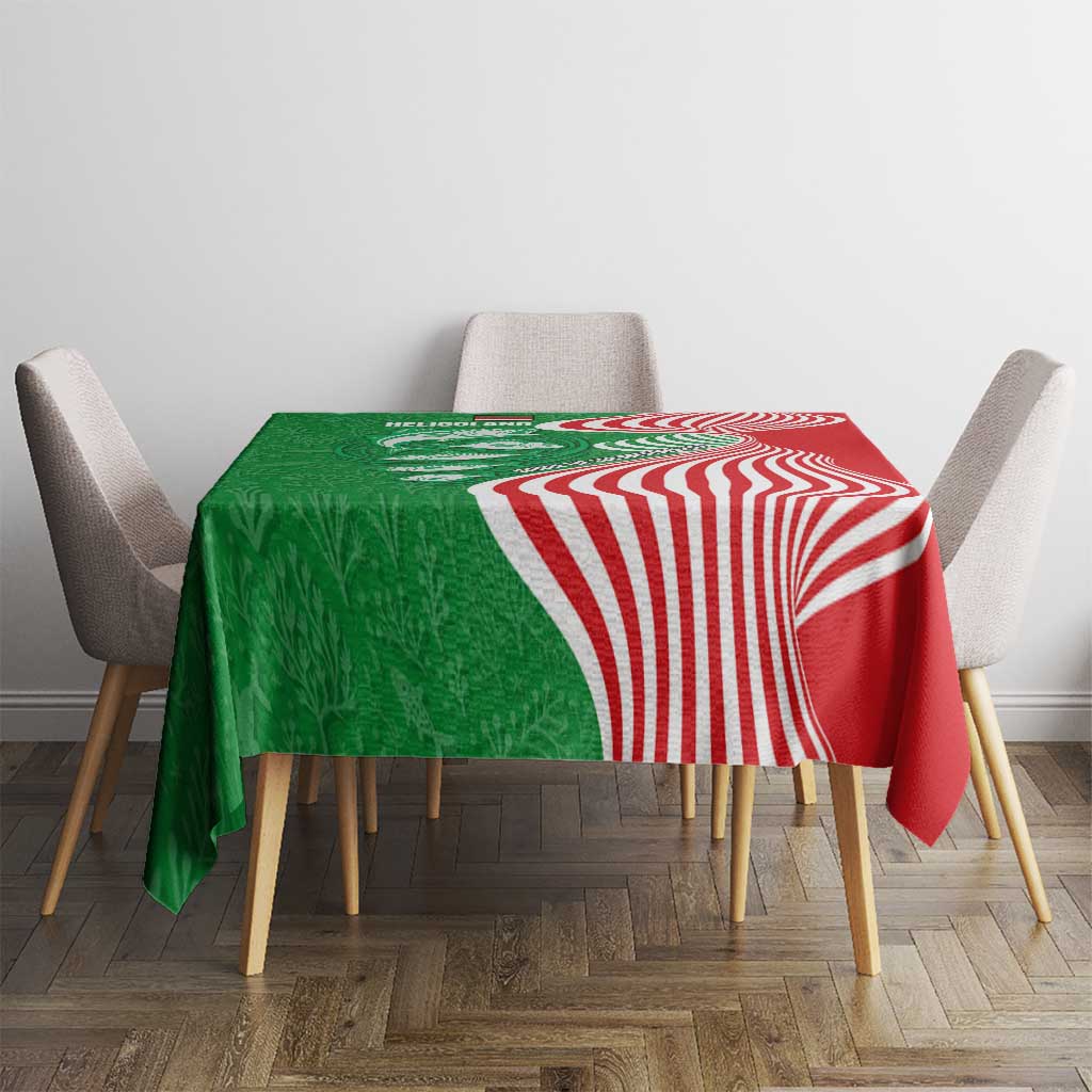 Germany Heligoland Tablecloth with Fish Illustration and Red Green Wave - Wonder Print Shop