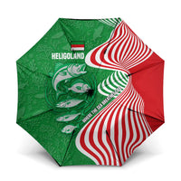 Germany Heligoland Umbrella with Fish Illustration and Red Green Wave - Wonder Print Shop