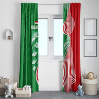 Germany Heligoland Window Curtain with Fish Illustration and Red Green Wave - Wonder Print Shop