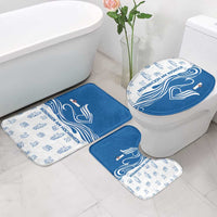 Busingen am Hochrhein Germany Bathroom Set with Swan Pattern and Blue White Heart Design - Wonder Print Shop