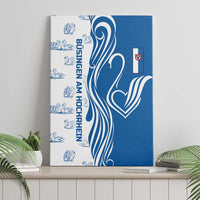 Busingen am Hochrhein Germany Canvas Wall Art with Swan Pattern and Blue White Heart Design - Wonder Print Shop