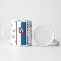 Busingen am Hochrhein Germany Ceramic Mug with Swan Pattern and Blue White Heart Design - Wonder Print Shop