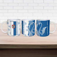 Busingen am Hochrhein Germany Ceramic Mug with Swan Pattern and Blue White Heart Design - Wonder Print Shop