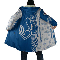 Busingen am Hochrhein Germany Cloak with Swan Pattern and Blue White Heart Design - Wonder Print Shop