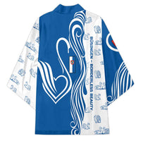 Busingen am Hochrhein Germany Kimono with Swan Pattern and Blue White Heart Design - Wonder Print Shop