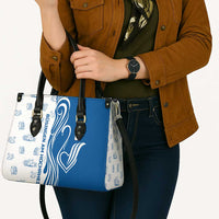 Busingen am Hochrhein Germany Leather Bag with Swan Pattern and Blue White Heart Design - Wonder Print Shop