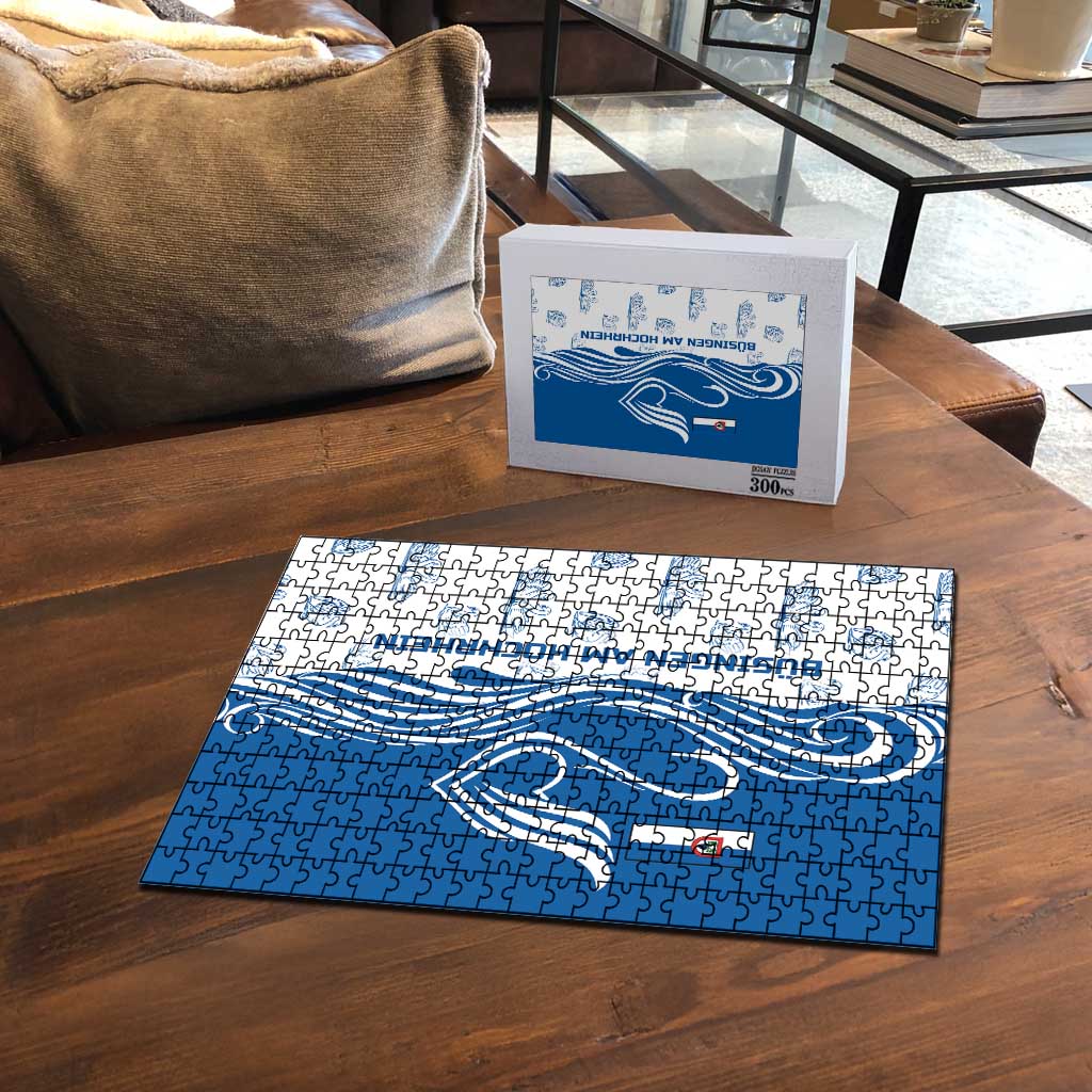 Busingen am Hochrhein Germany Puzzle with Swan Pattern and Blue White Heart Design - Wonder Print Shop