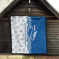Busingen am Hochrhein Germany Quilt with Swan Pattern and Blue White Heart Design - Wonder Print Shop
