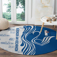Busingen am Hochrhein Germany Round Carpet with Swan Pattern and Blue White Heart Design - Wonder Print Shop