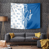 Busingen am Hochrhein Germany Tapestry with Swan Pattern and Blue White Heart Design - Wonder Print Shop
