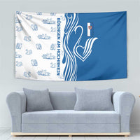 Busingen am Hochrhein Germany Tapestry with Swan Pattern and Blue White Heart Design - Wonder Print Shop