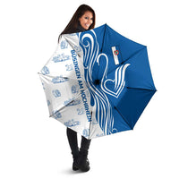 Busingen am Hochrhein Germany Umbrella with Swan Pattern and Blue White Heart Design - Wonder Print Shop