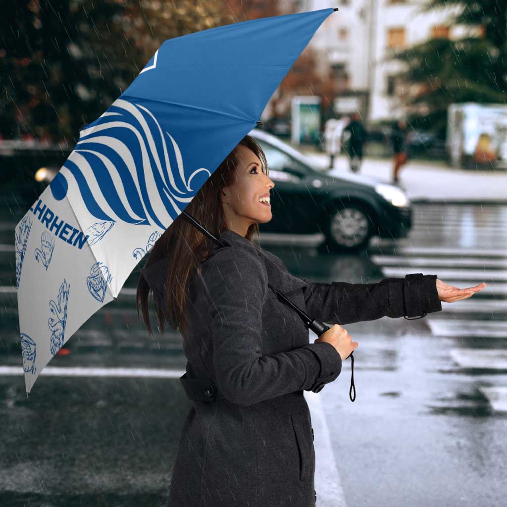 Busingen am Hochrhein Germany Umbrella with Swan Pattern and Blue White Heart Design - Wonder Print Shop