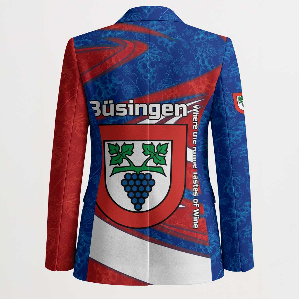 Busingen am Hochrhein Germany Blazer with Grape Crest Design and Red Blue Wine Theme - Wonder Print Shop