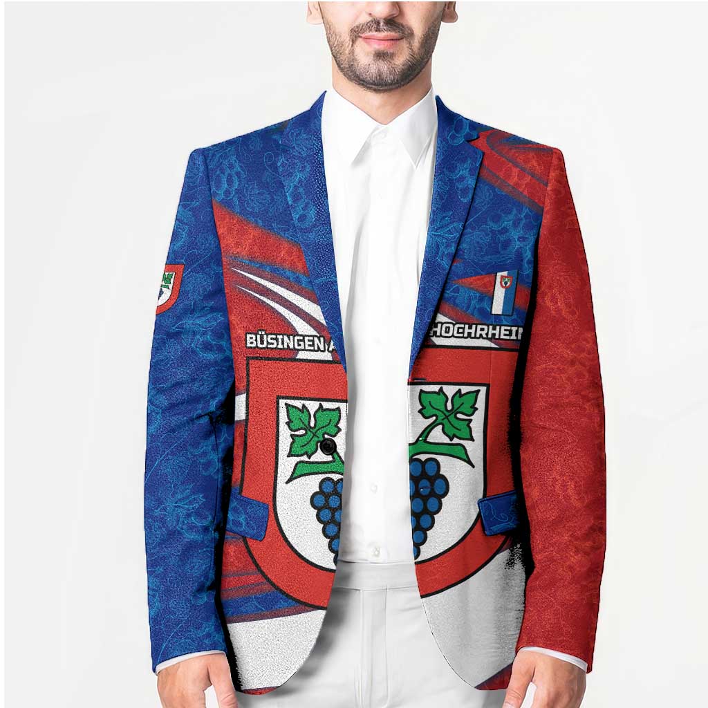 Busingen am Hochrhein Germany Blazer with Grape Crest Design and Red Blue Wine Theme - Wonder Print Shop