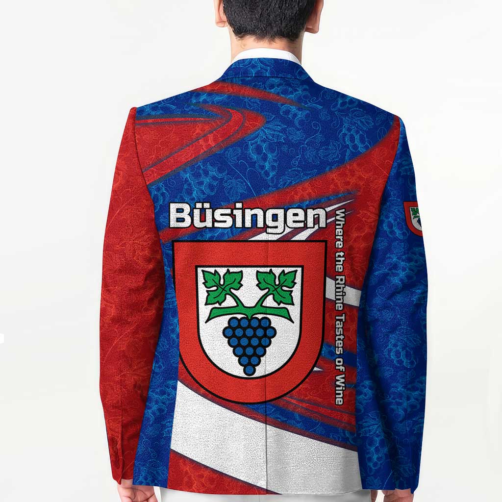 Busingen am Hochrhein Germany Blazer with Grape Crest Design and Red Blue Wine Theme - Wonder Print Shop