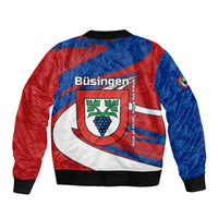 Busingen am Hochrhein Germany Bomber Jacket with Grape Crest Design and Red Blue Wine Theme - Wonder Print Shop