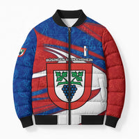 Busingen am Hochrhein Germany Bomber Puffer Jacket with Grape Crest Design and Red Blue Wine Theme - Wonder Print Shop