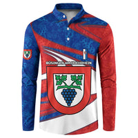 Busingen am Hochrhein Germany Button Sweatshirt with Grape Crest Design and Red Blue Wine Theme - Wonder Print Shop