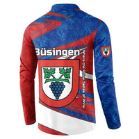 Busingen am Hochrhein Germany Button Sweatshirt with Grape Crest Design and Red Blue Wine Theme - Wonder Print Shop