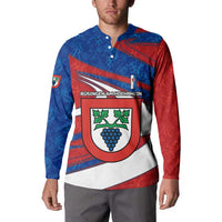Busingen am Hochrhein Germany Button Sweatshirt with Grape Crest Design and Red Blue Wine Theme - Wonder Print Shop