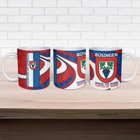 Busingen am Hochrhein Germany Ceramic Mug with Grape Crest Design and Red Blue Wine Theme - Wonder Print Shop