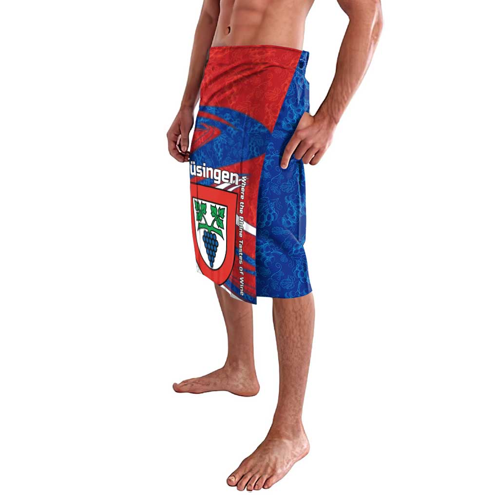 Busingen am Hochrhein Germany Lavalava with Grape Crest Design and Red Blue Wine Theme - Wonder Print Shop