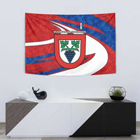 Busingen am Hochrhein Germany Tapestry with Grape Crest Design and Red Blue Wine Theme - Wonder Print Shop