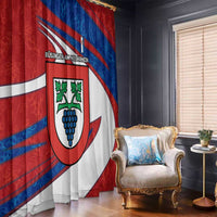 Busingen am Hochrhein Germany Window Curtain with Grape Crest Design and Red Blue Wine Theme - Wonder Print Shop