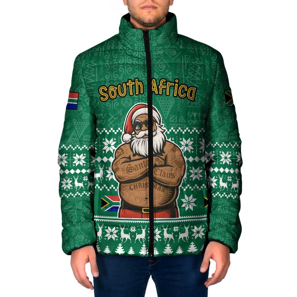South Africa Christmas Padded Jacket Christmas Santa Claus Tattoo - Wonder Print Shop