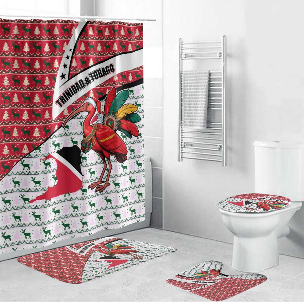 Trinidad and Tobago Christmas Bathroom Set Christmas Bird Santa and Reindeer Design - Wonder Print Shop