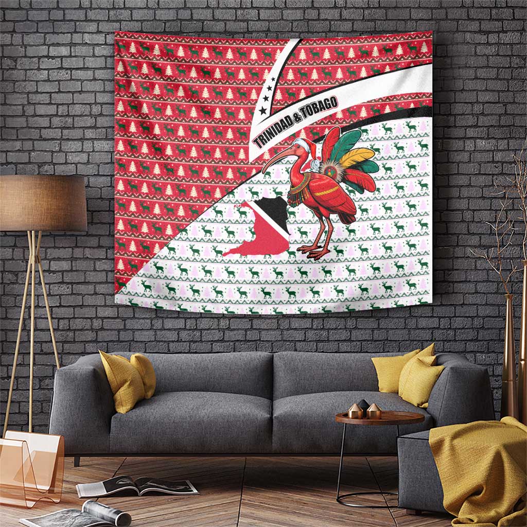 Trinidad and Tobago Christmas Tapestry Christmas Bird Santa and Reindeer Design - Wonder Print Shop