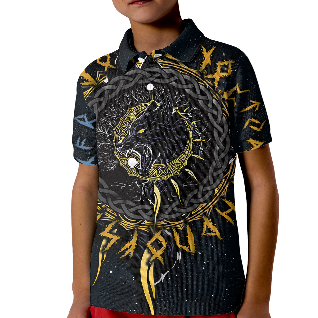 Skoll and Hati Viking Wolfs Kid Polo Shirt - Wonder Print Shop