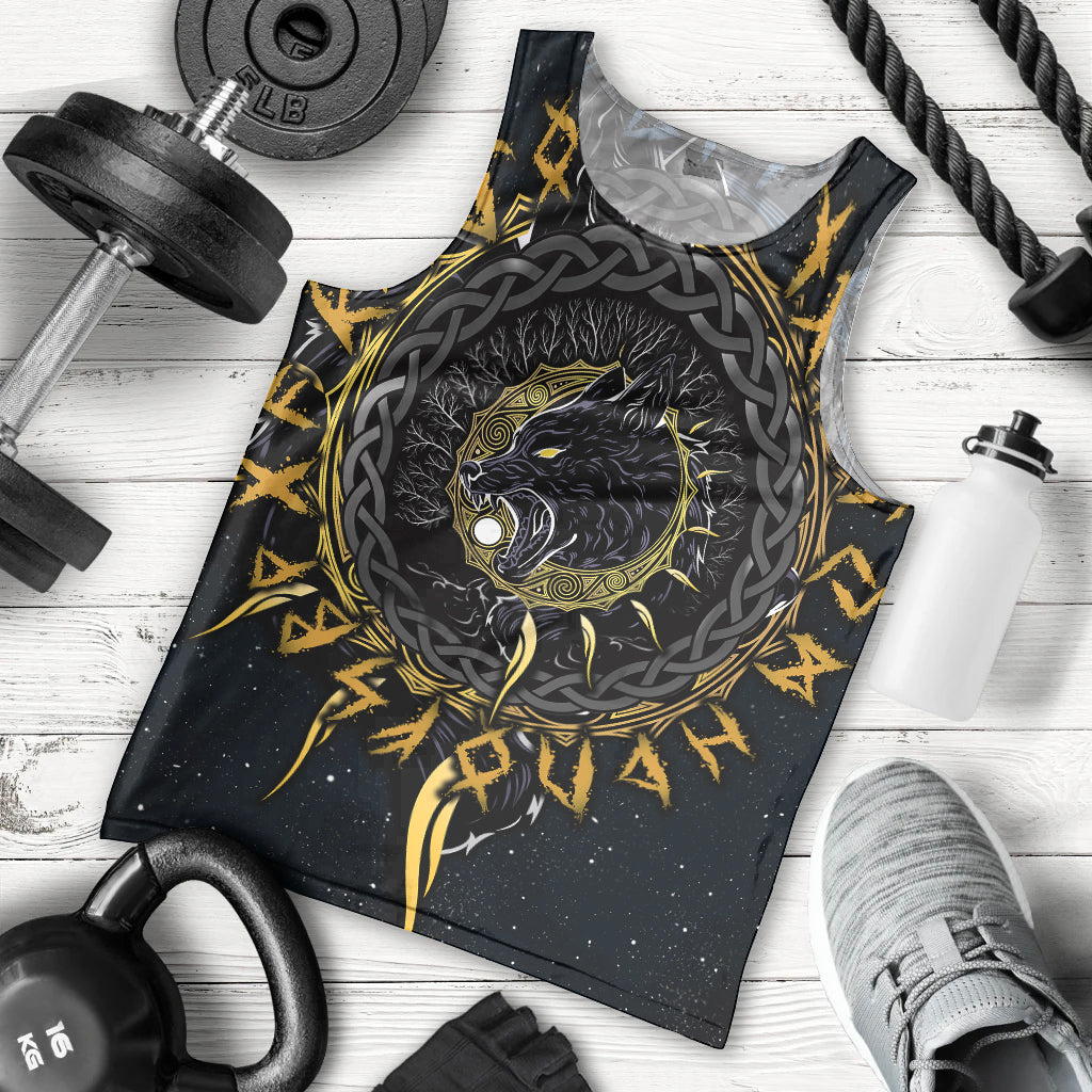 Skoll and Hati Viking Wolfs Men Tank Top - Wonder Print Shop