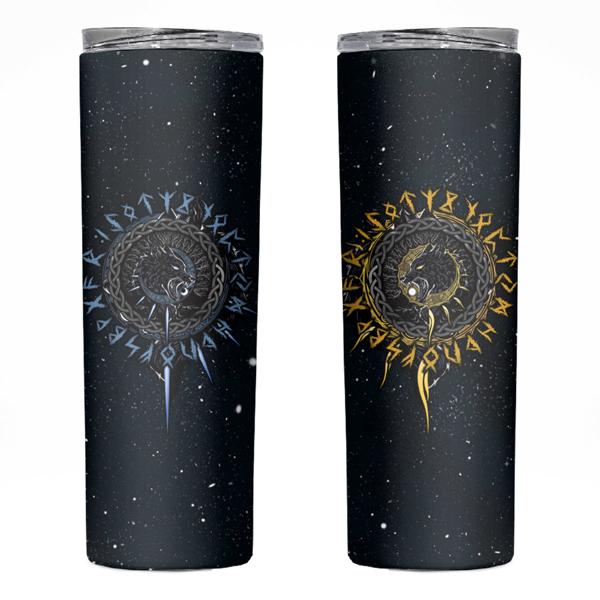 Skoll and Hati Viking Wolfs Skinny Tumbler