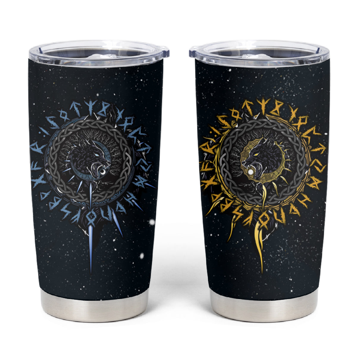 Skoll and Hati Viking Wolfs Tumbler Cup