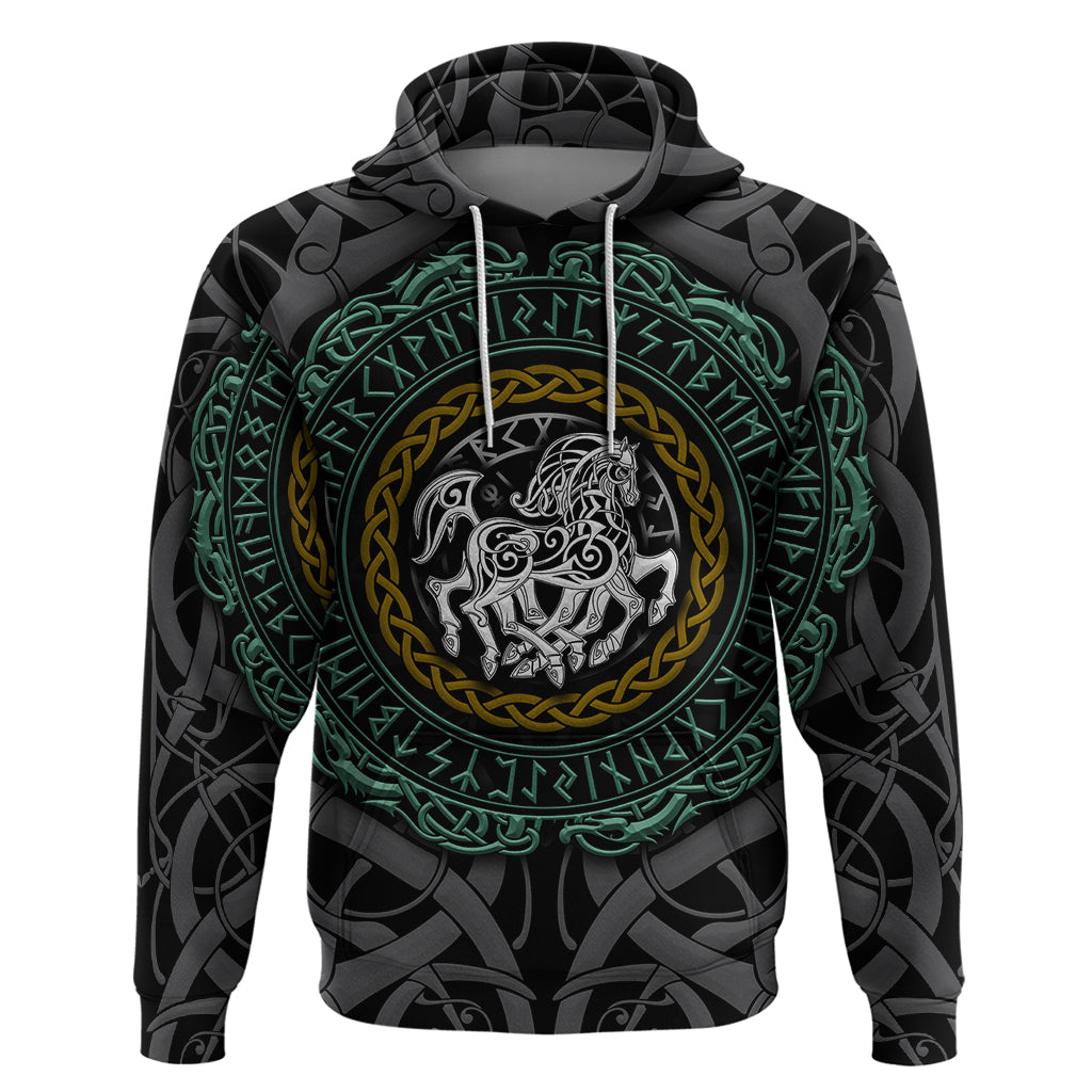 Viking Hoodie Sleipnir symbol and viking pattern art - Wonder Print Shop