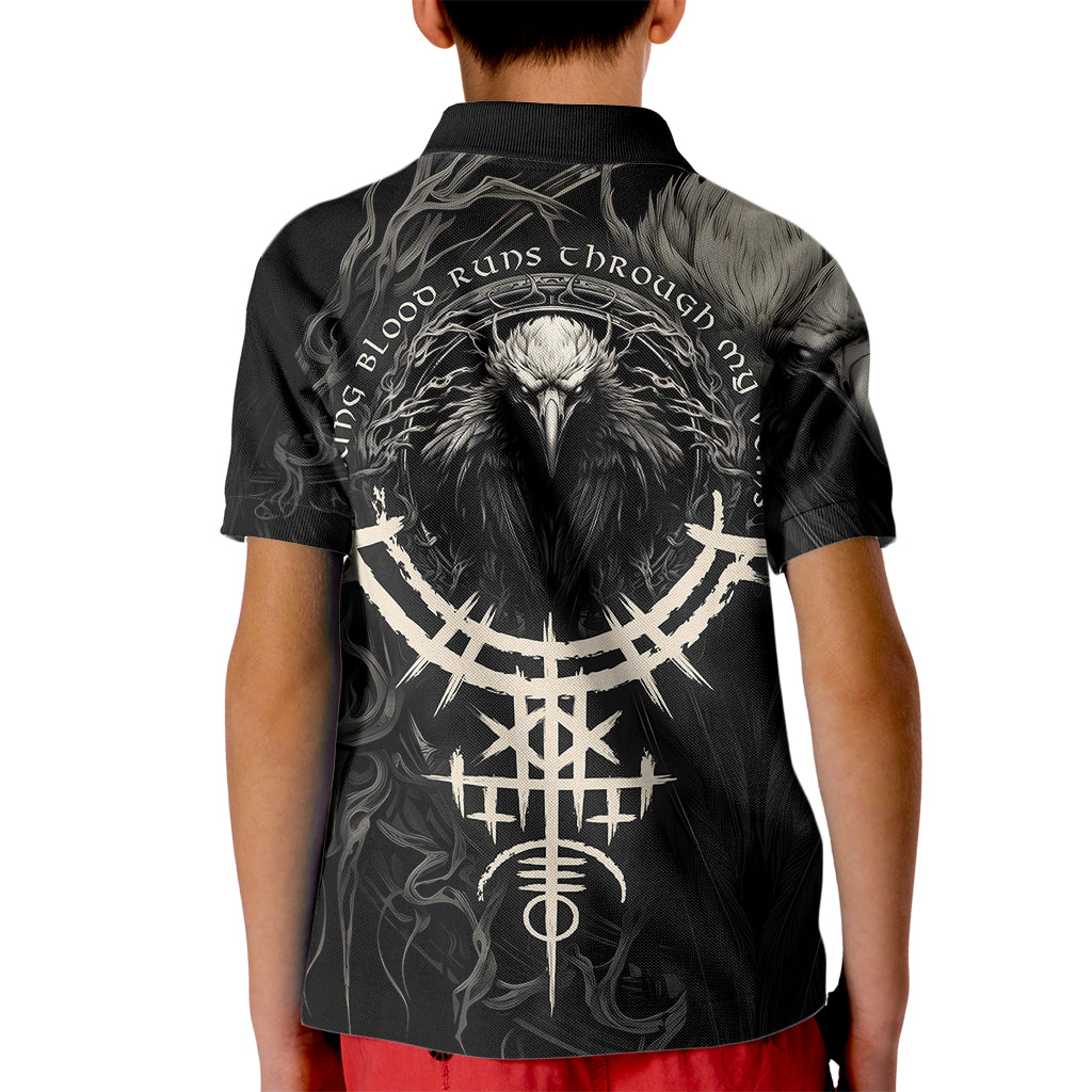 Viking Raven Kid Polo Shirt Viking Blood Runs Through My Veins - Wonder Print Shop