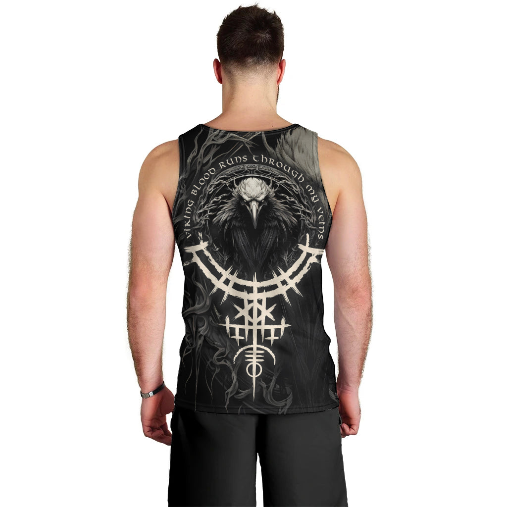 Viking Raven Men Tank Top Viking Blood Runs Through My Veins - Wonder Print Shop