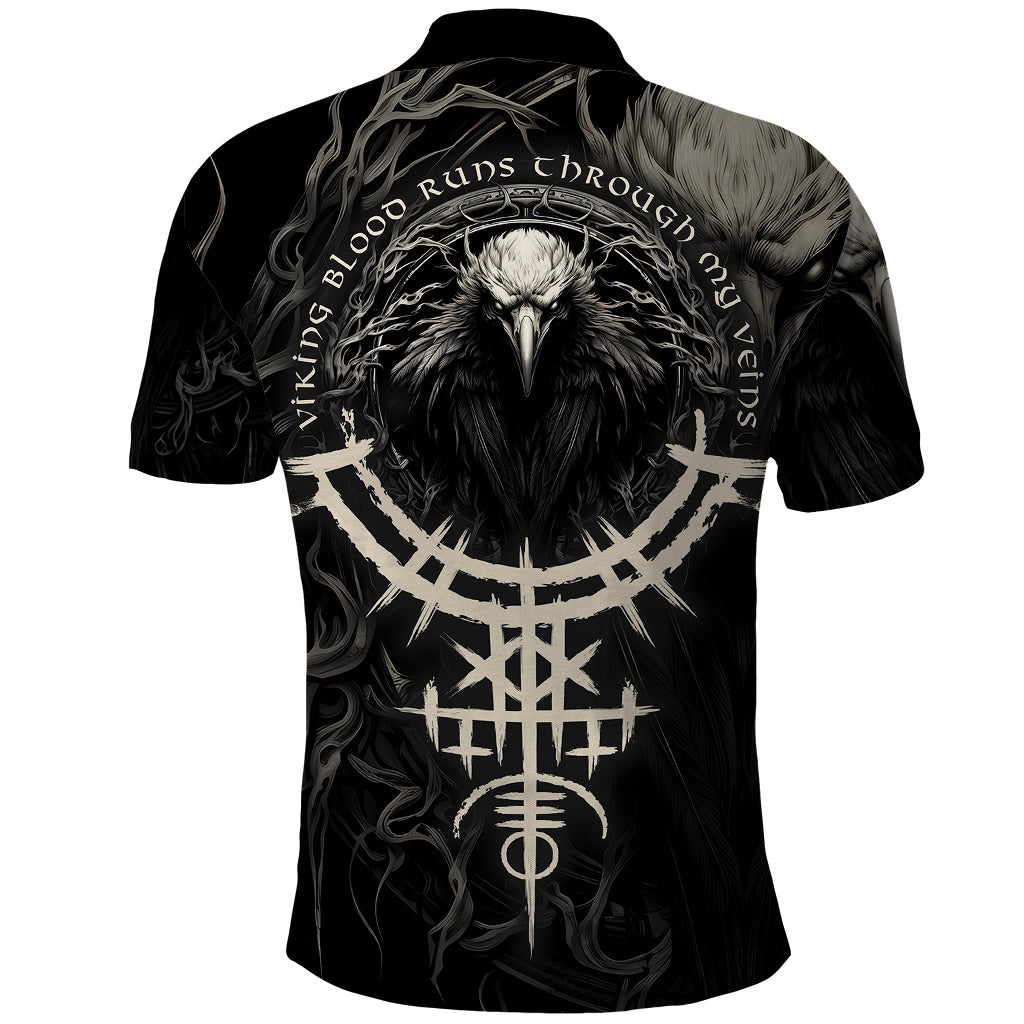 Viking Raven Polo Shirt Viking Blood Runs Through My Veins - Wonder Print Shop