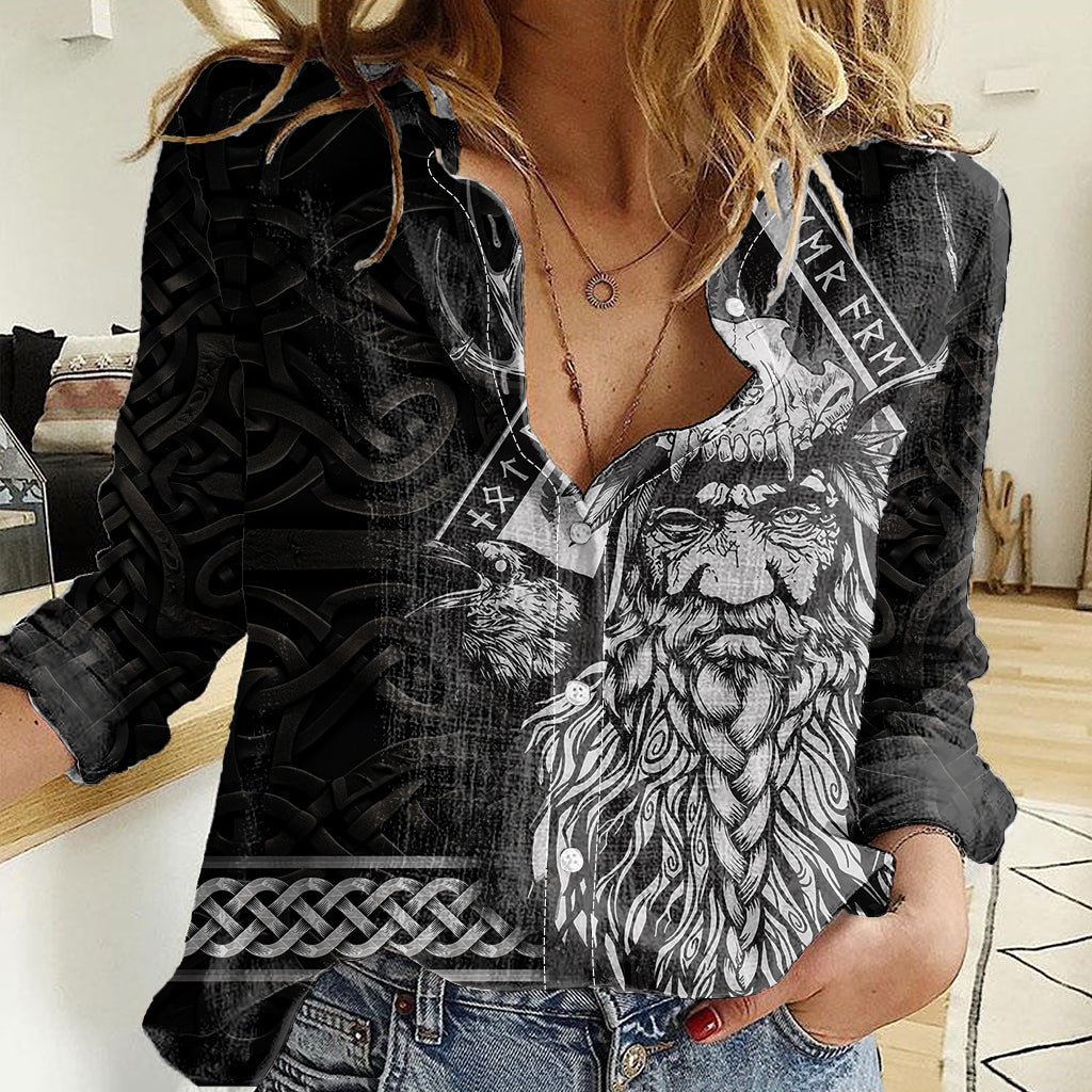 Viking Women Casual Shirt Norse Enigma Odin's Vision - Wonder Print Shop