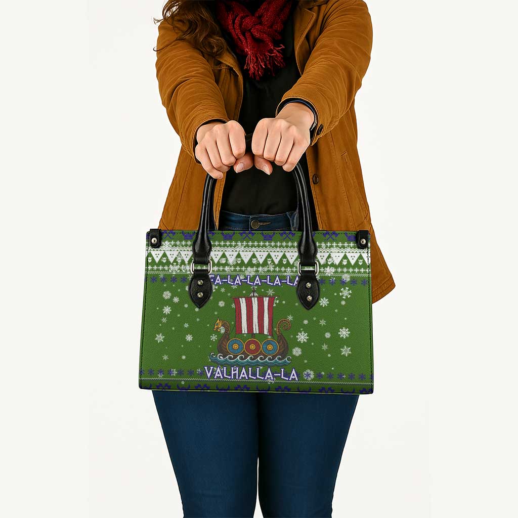 Amazing Viking Christmas Leather Bag Xmas Holiday Patterns - Wonder Print Shop