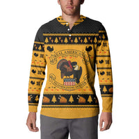 Americans Turkey Hunting Thanksgiving Christmas Button Sweatshirt Xmas Holiday Patterns - Wonder Print Shop