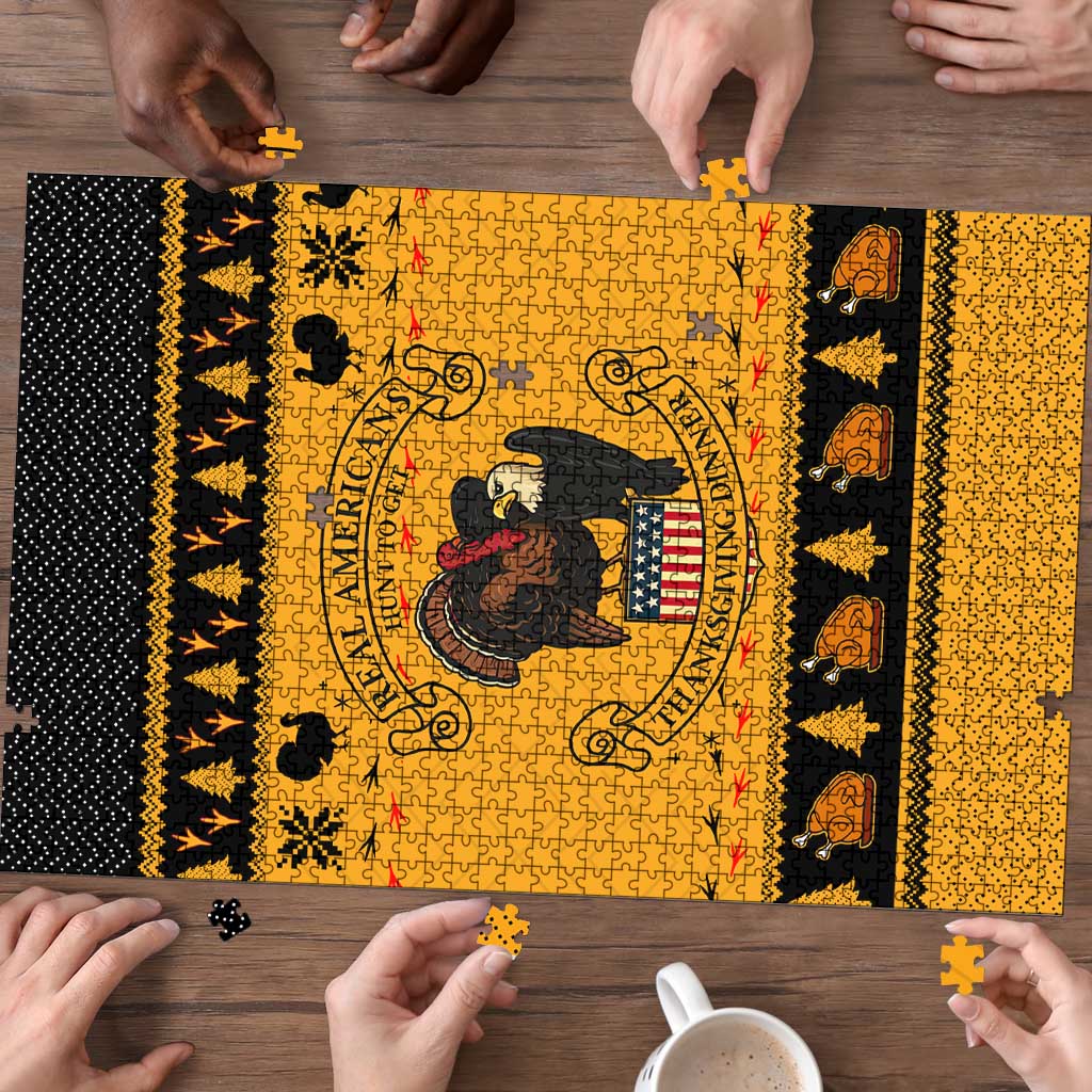Americans Turkey Hunting Thanksgiving Christmas Puzzle Xmas Holiday Patterns - Wonder Print Shop