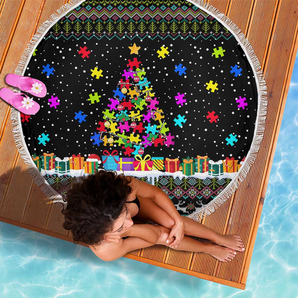 Autism Pine Christmas Beach Blanket Xmas Holiday Patterns - Wonder Print Shop