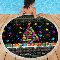 Autism Pine Christmas Beach Blanket Xmas Holiday Patterns - Wonder Print Shop