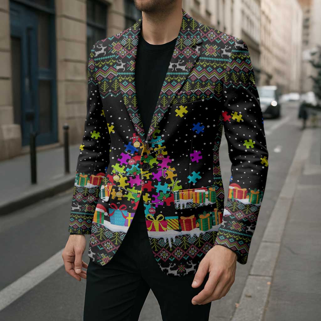 Autism Pine Christmas Blazer Xmas Holiday Patterns - Wonder Print Shop