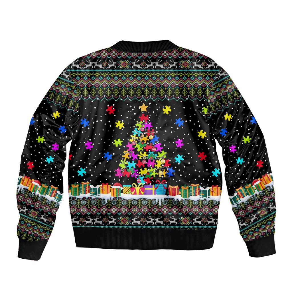 Autism Pine Christmas Bomber Jacket Xmas Holiday Patterns - Wonder Print Shop
