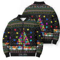 Autism Pine Christmas Bomber Puffer Jacket Xmas Holiday Patterns - Wonder Print Shop